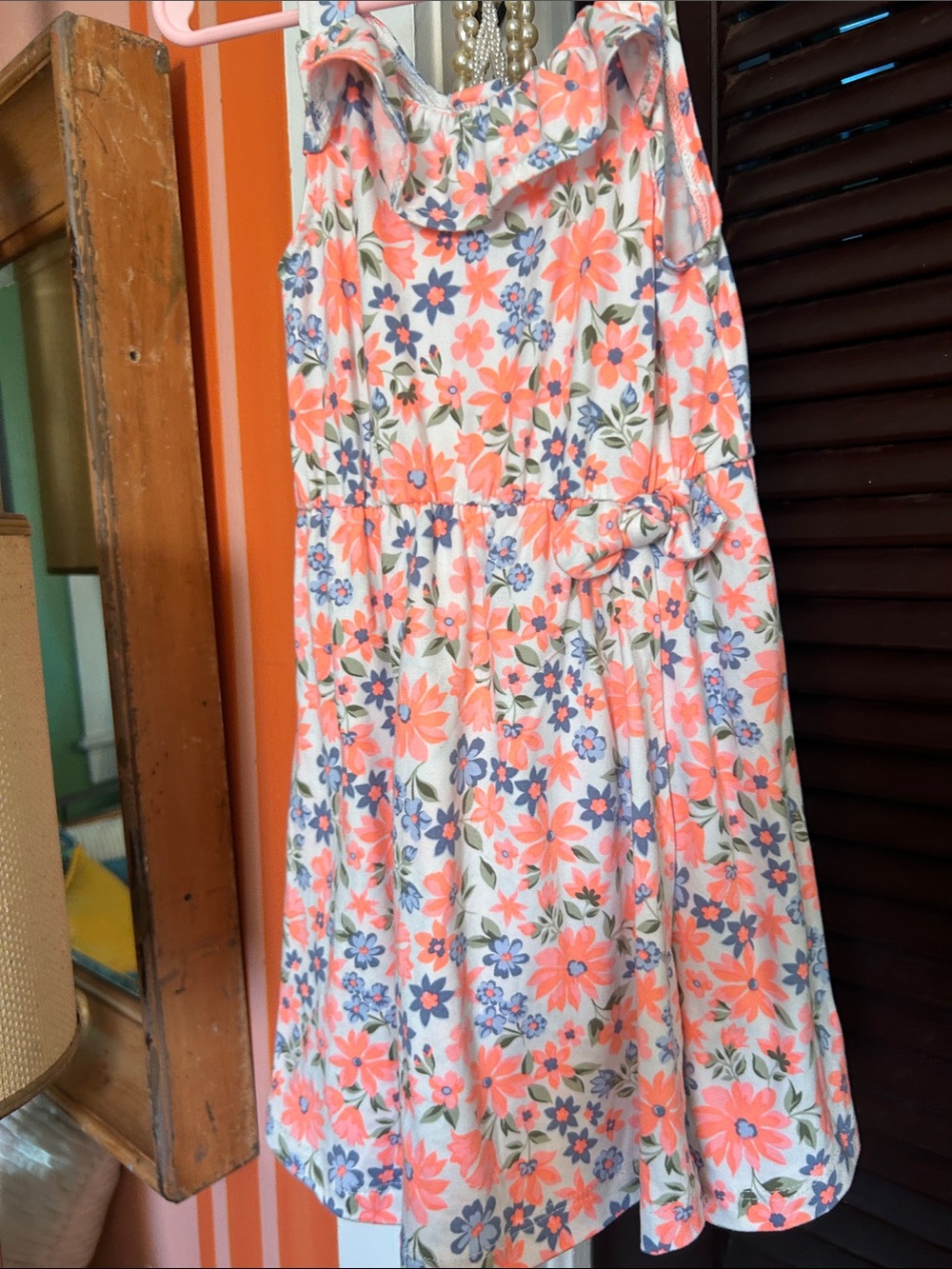 Little Lass Coral and Blue Floral Sundress